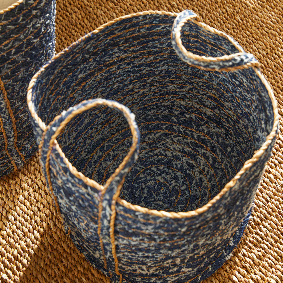 Denim Round Baskets, Set of 3