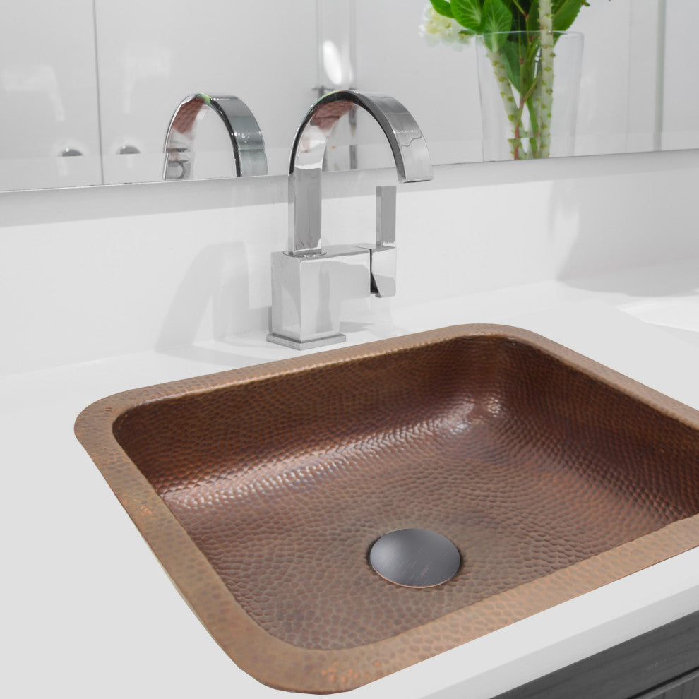 Nantucket Sinks 17"x14" Hammered Copper Rectangle Bath Sink