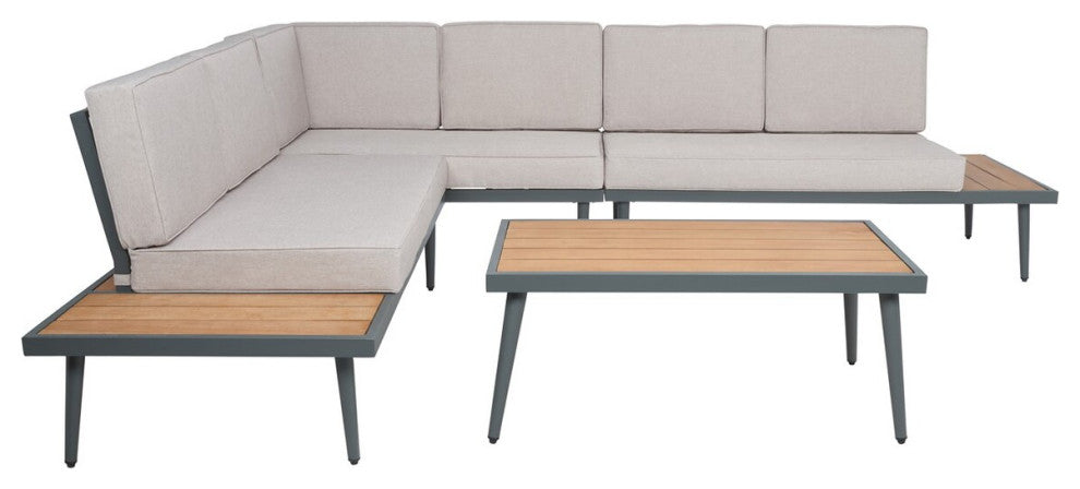 Safavieh Guthrie Corner Living Set, Natural / Light Grey