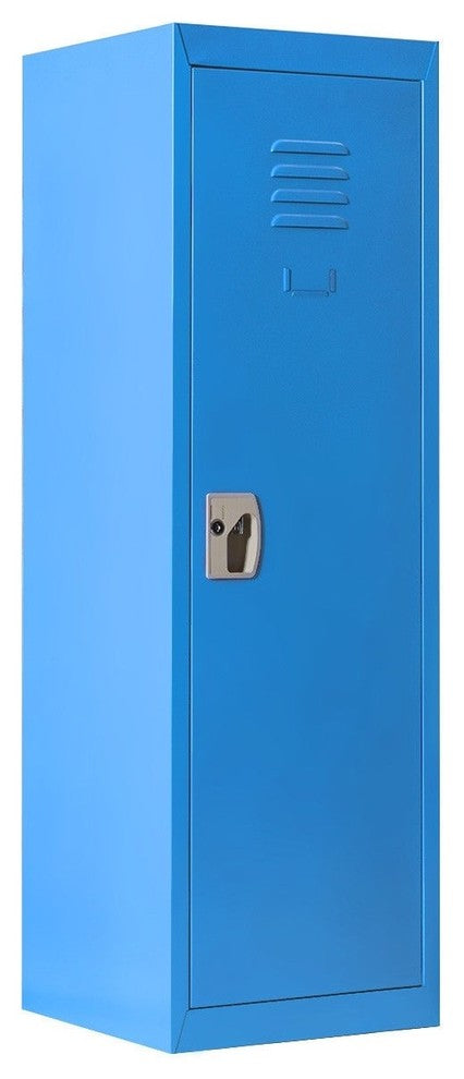 Modern 48" Kid Safe Storage Children Single Tier Metal Locker, Blue