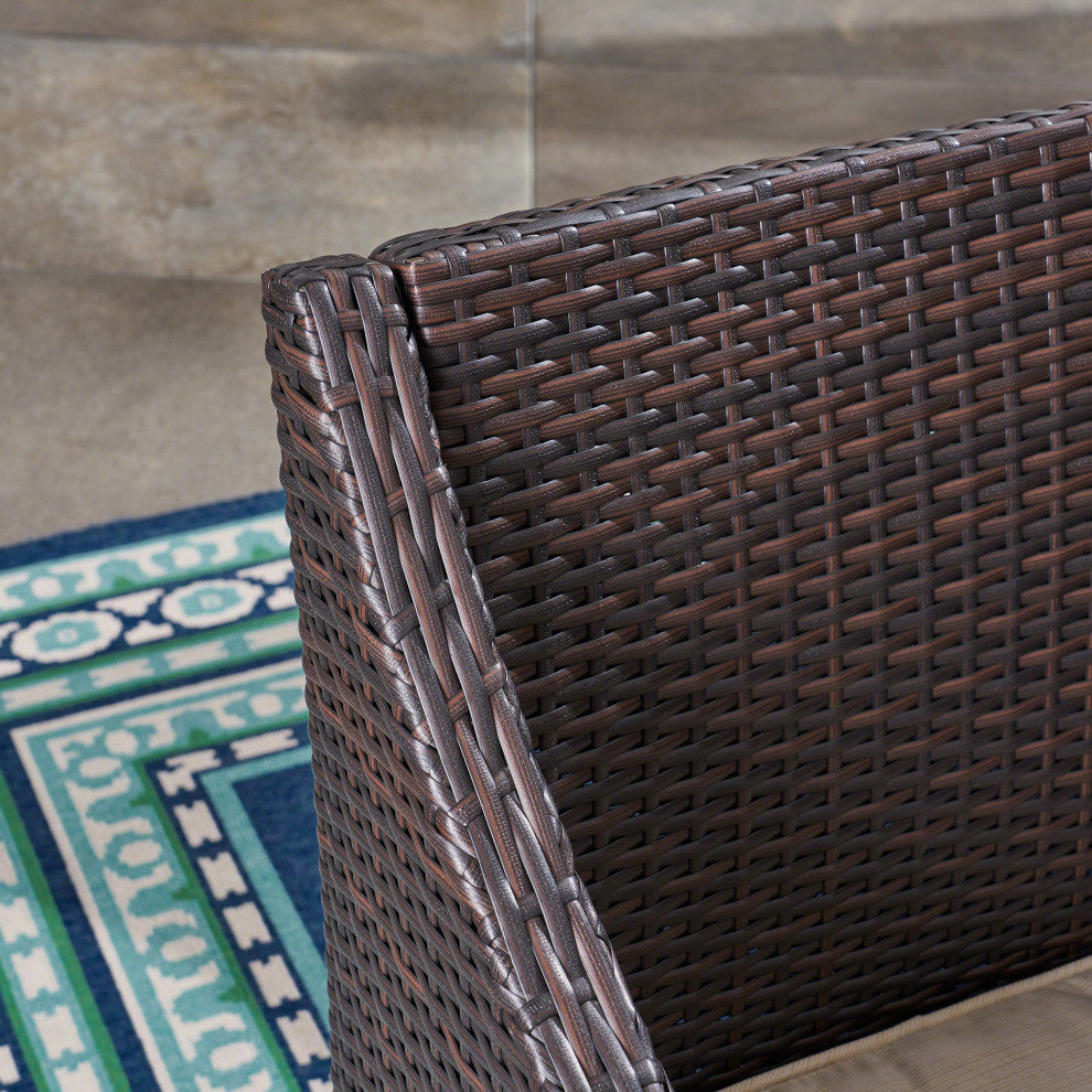 GDF Studio 3-Piece Dye Outdoor Teak Acacia Wood and Wicker Bistro Set