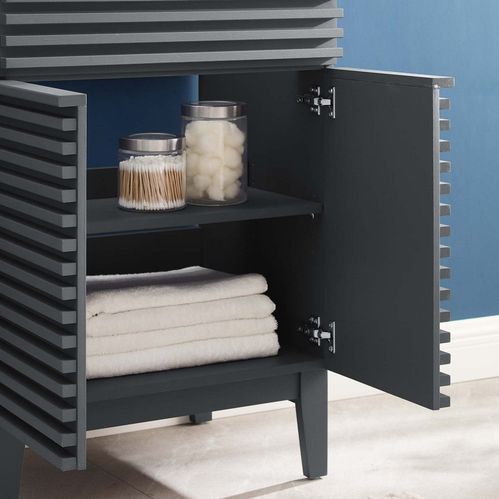 Render Bathroom Vanity Cabinet, Sink Basin Not Included, Gray