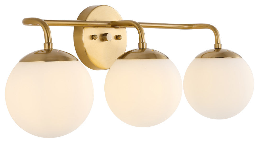 Louis Globe Metal/Frosted Glass Modern LED Vanity, 3-Light