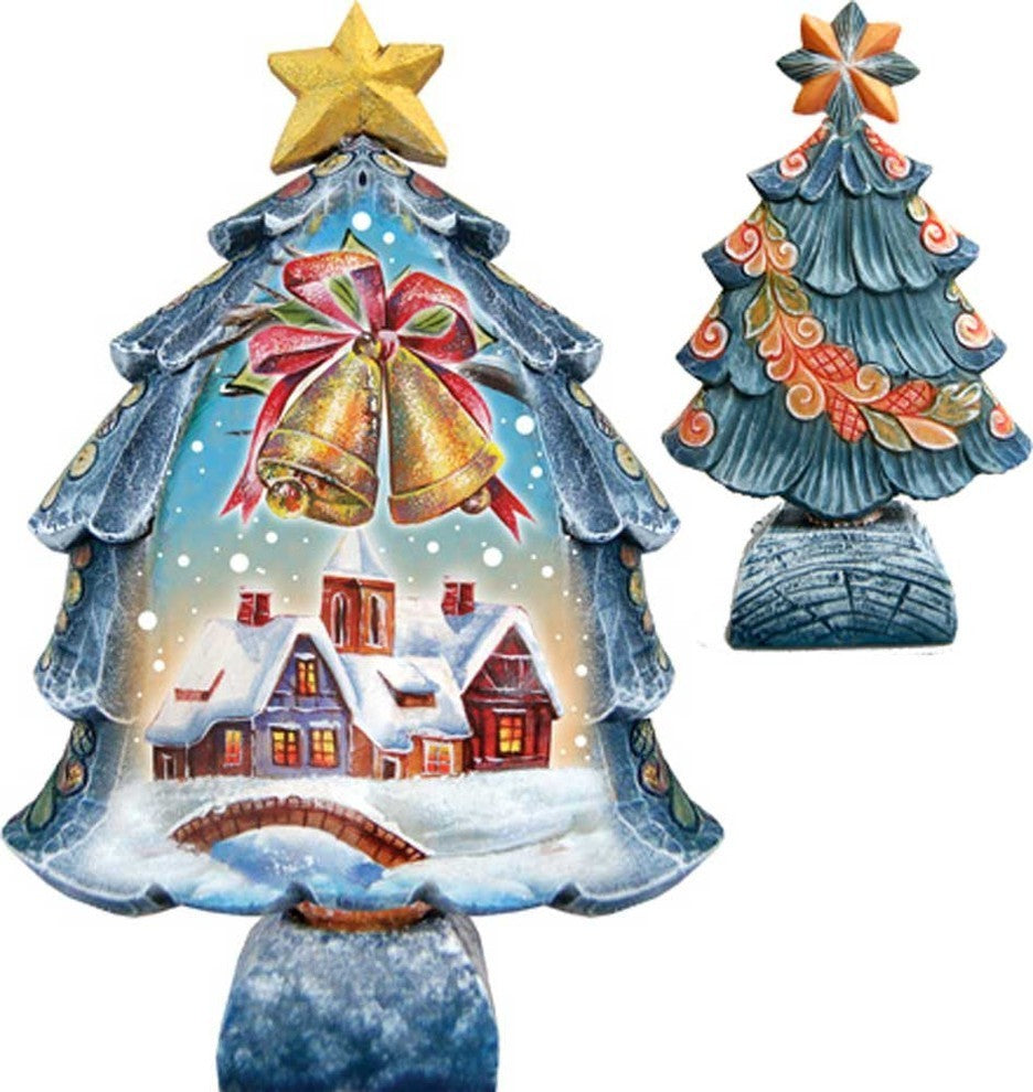 Hand Painted Christmas Tree Santa With Kids Figurine