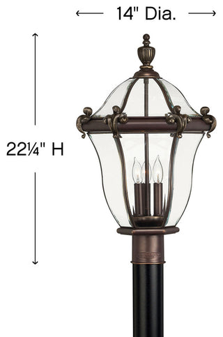 Hinkley 2441CB Large Post Top or Pier Mount Lantern, Dark Bronze