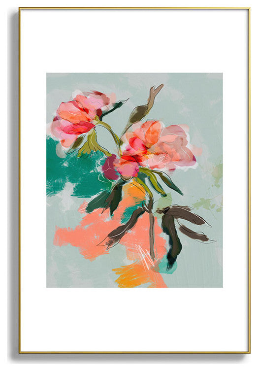 lunetricotee peonies abstract floral Metal Framed Art Print