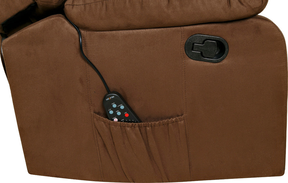 Relaxzen Rocker Recliner With Massage, Heat and Dual USB, Brown