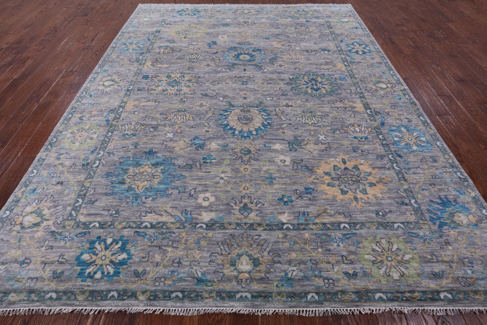 8' 11" X 11' 1" Hand Knotted Turkish Oushak Wool Rug - Q13365