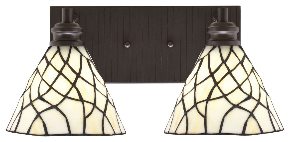 Edge 2-Light Bath Bar, Espresso Finish, 7" Sandhill Art Glass