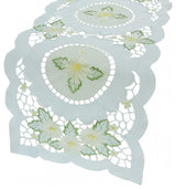 Elegant Daisy Embroidered Cutwork 16"x34" Table Runner
