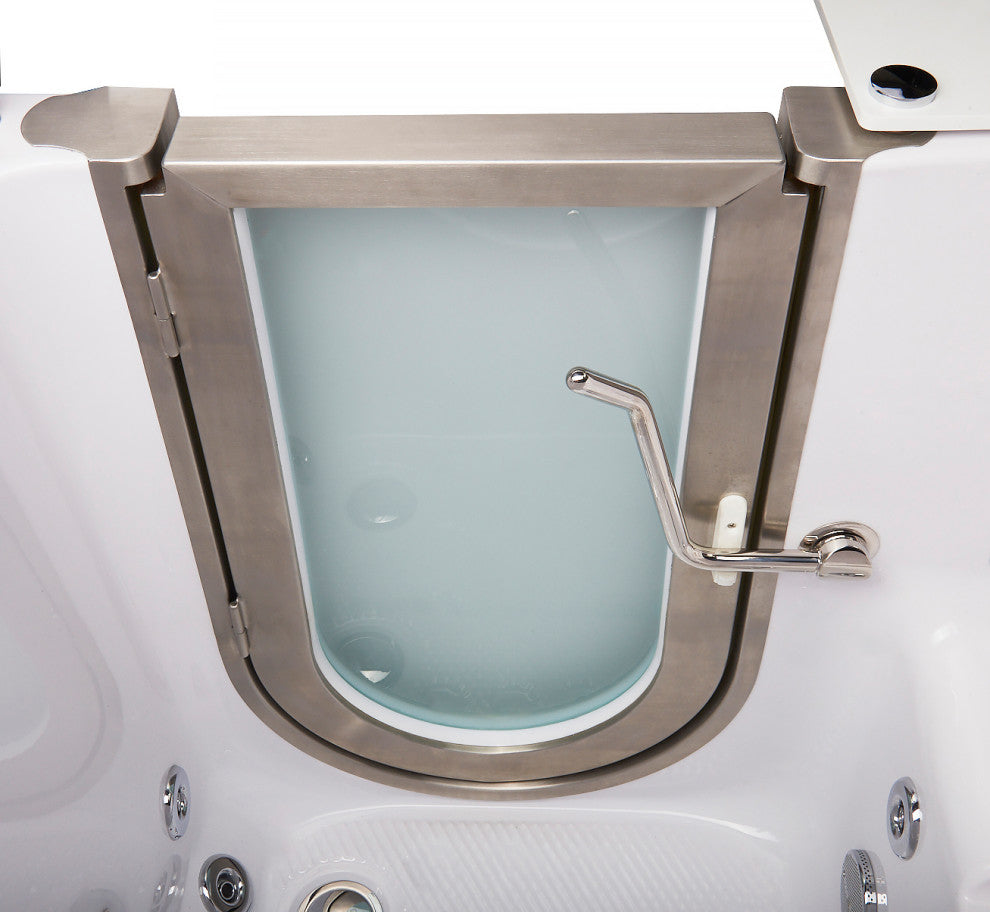 Ella Royal 32"x52" Acrylic Massage Walk-In Bathtub Inward Swing Door, Dual Drain