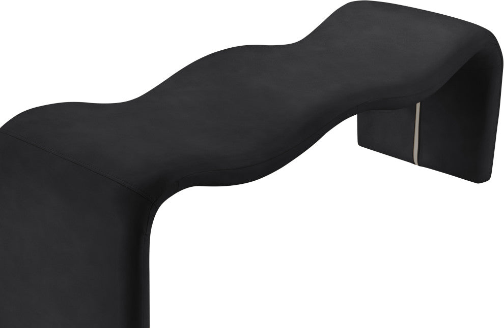 Willow Upholstered Bench, Black, Vegan Leather