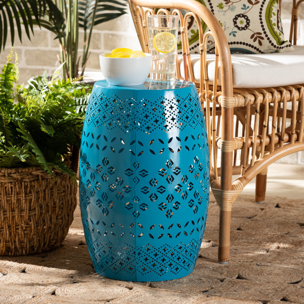 Ladonna Contemporary Outdoor Side Table, Blue
