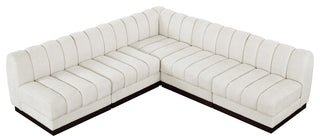 Quinn Chenille Upholstered 5-Piece L-Shaped Modular Sectional, Cream