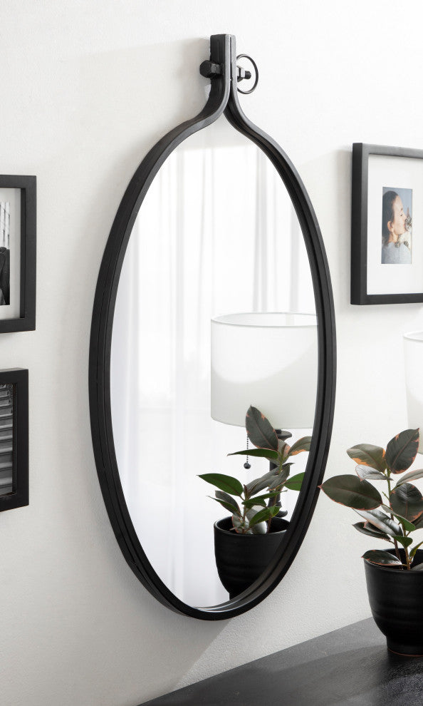 Yitro Metal Framed Wall Mirror, Black, 20"x34"