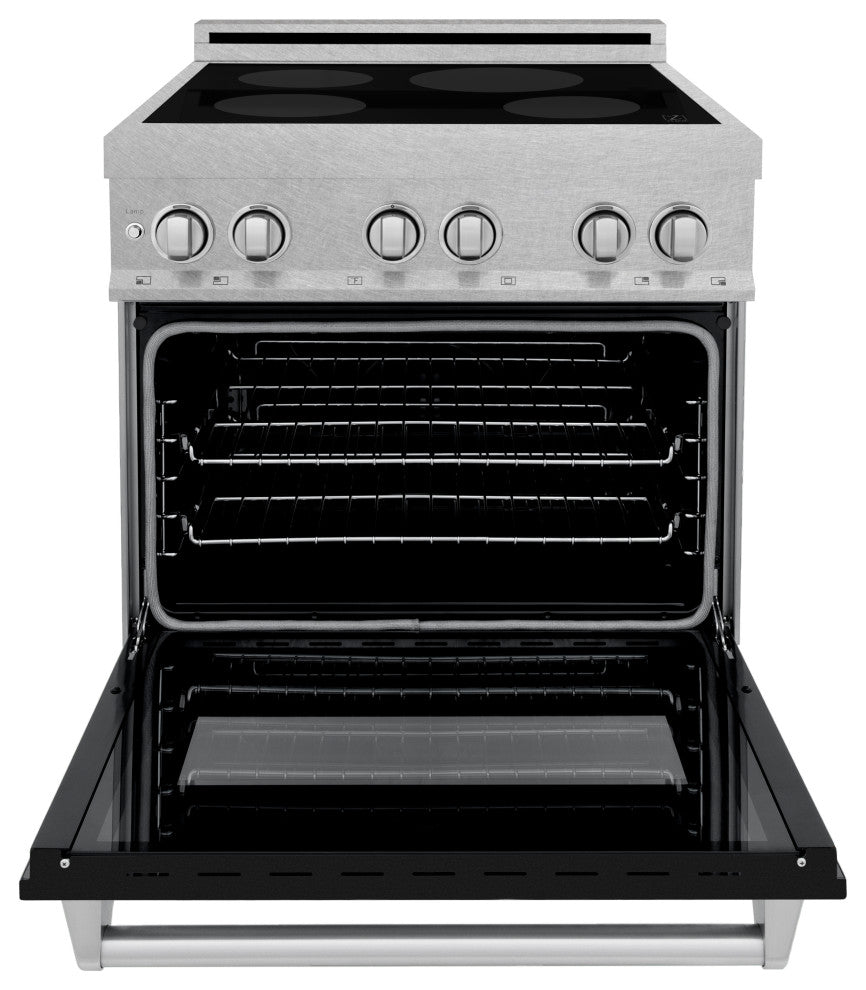 ZLINE 30" Induction Range, DuraSnow With a Black Matte Door RAINDS-BLM-30