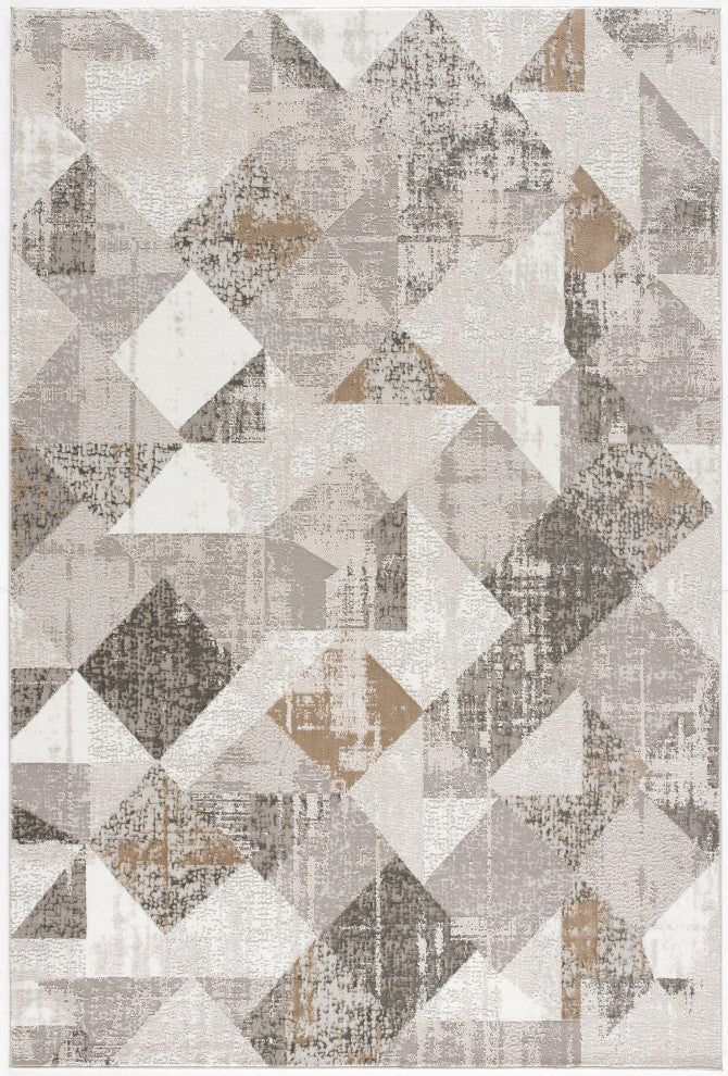5"x8" Gray and Ivory Distressed Diamonds Area Rug