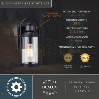 Winfield 5.75-in. 1 Light Black Motion Sensor Dusk to Dawn Outdoor Wall Lantern