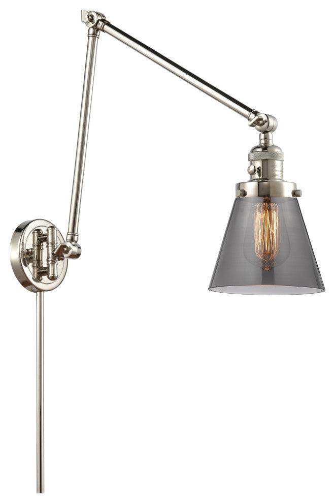 Cone Swing Arm With Switch, Polished Nickel, Plated Smoke, Plated Smoke