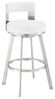 Flynn Swivel Counter or Bar Stool in Faux Leather and Metal