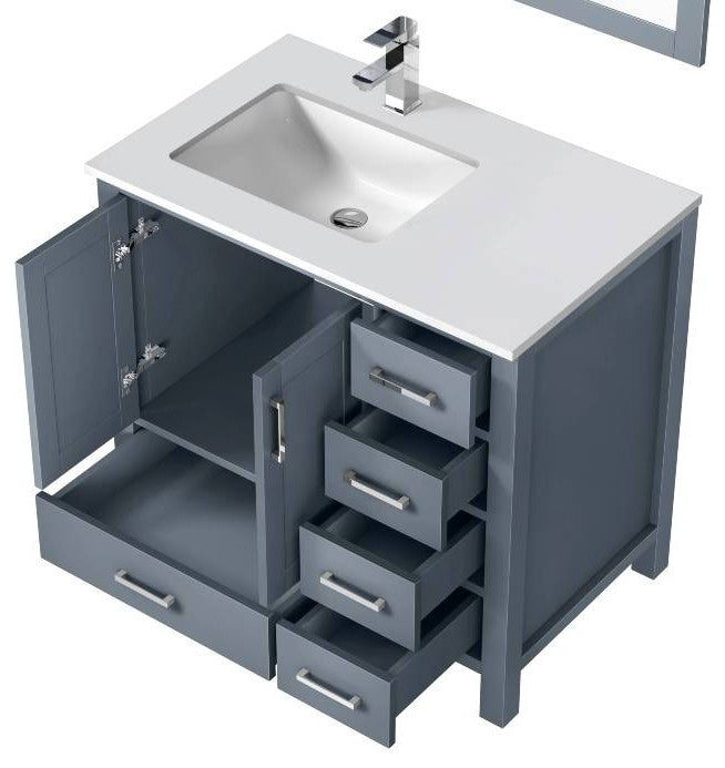 Jacques Modern Dark Grey 36" Single Vanity With Quartz Top