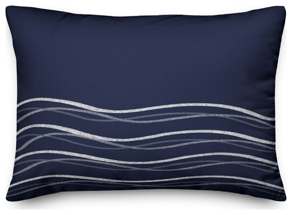Navy Wavy Lines 20x14 Spun Poly Pillow
