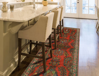 Fine Vintage Distressed Sezer Red/Beige Runner, 3'4x9'11