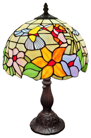 Tiffany Style Hummingbirds Table Lamp 18" Tall