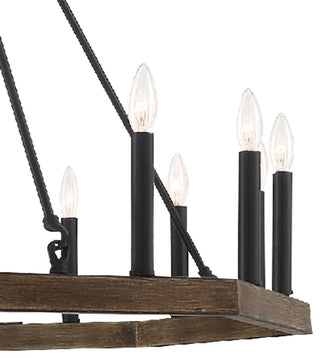 16-Light Octagonal Chandelier, California Walnut/Classic Black