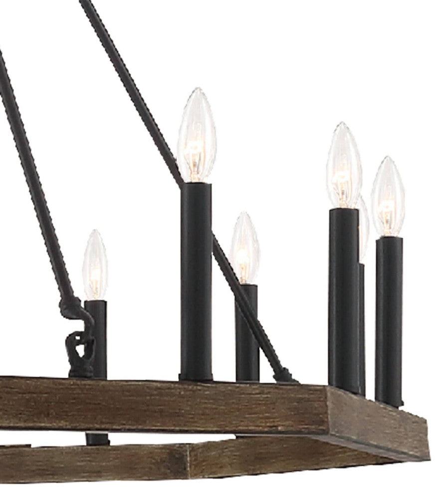 16-Light Octagonal Chandelier, California Walnut/Classic Black