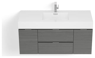 Boutique Bath Vanity, Vulcan Ash Gray, 48", Single Sink, Wall Mount