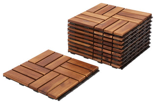 Safavieh Outdoor Hanoi Wooden Floor Tile- 12 Slats-Acacia Natural