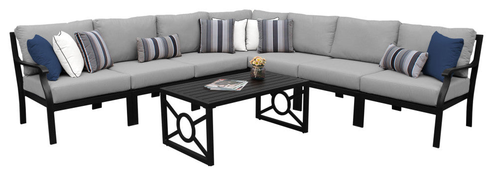 kathy ireland Madison Ave. 8 Piece Aluminum Patio Furniture Set 08a, Slate