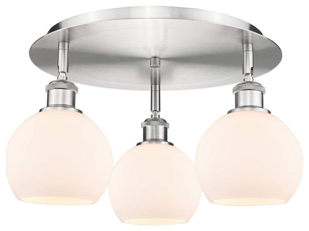 Innovations Athens 3 17.75" Flush Mount Satin Nickel