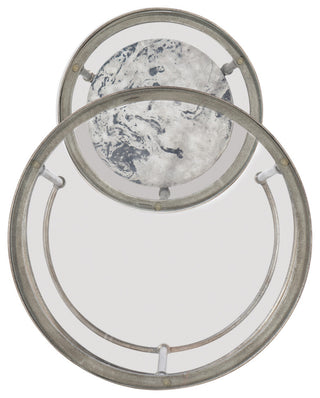 Round wall mirror with matching metal frame on a white background – full view of an alternate product in the set.