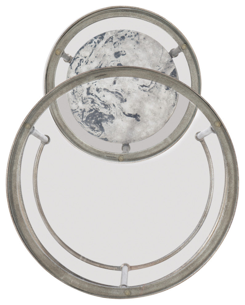 Round wall mirror with matching metal frame on a white background – full view of an alternate product in the set.