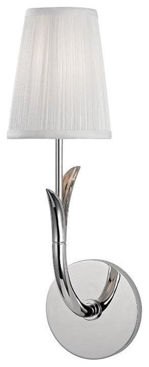 Deering, 1 Light, Wall Sconce, Polished Nickel Finish, White Shade