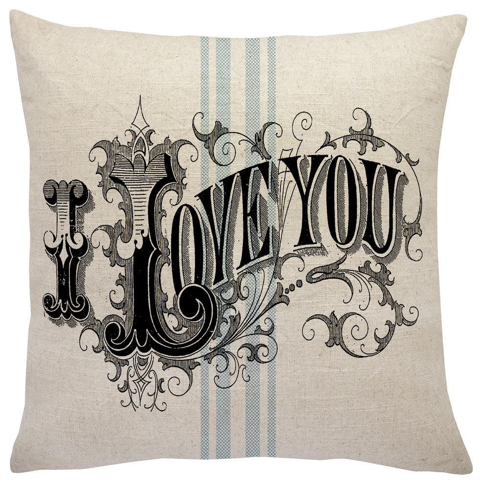 I Love You Linen Throw Pillow