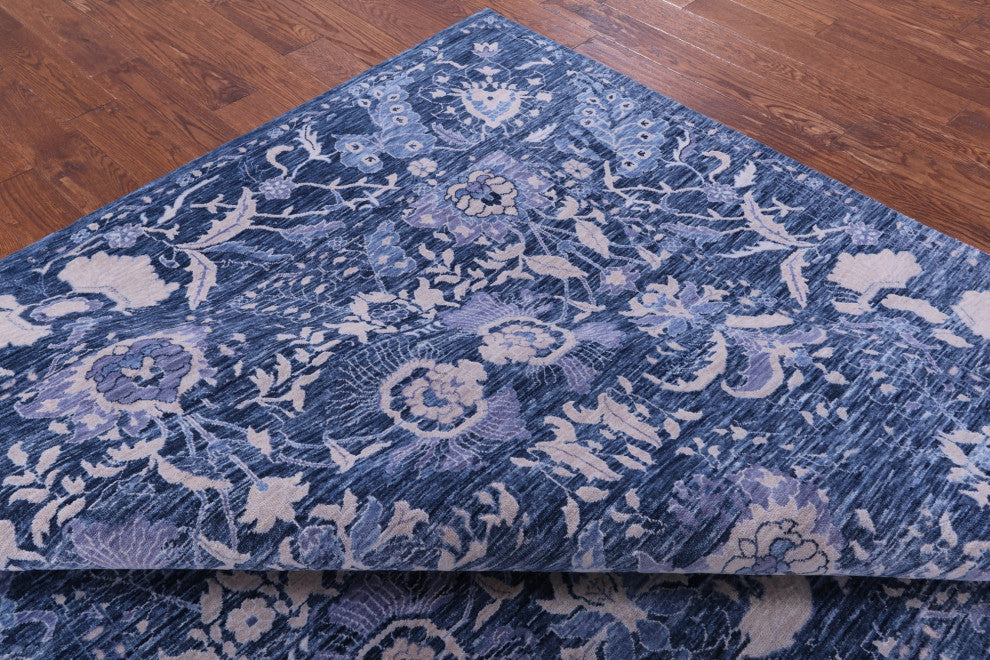 9' Square Modern Handmade Wool Rug Q11888