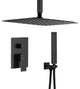 CASAINC 10" Ceiling Mount Dual Rainfall Shower Head Shower System Kit, Black