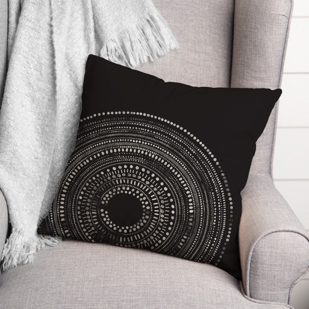 Black Circle Dot Pattern 18x18 Indoor/Outdoor Pillow