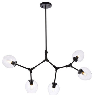 Elegant Lighting 1712D42 Cavoli 5 Light 43"W Abstract Chandelier - Black