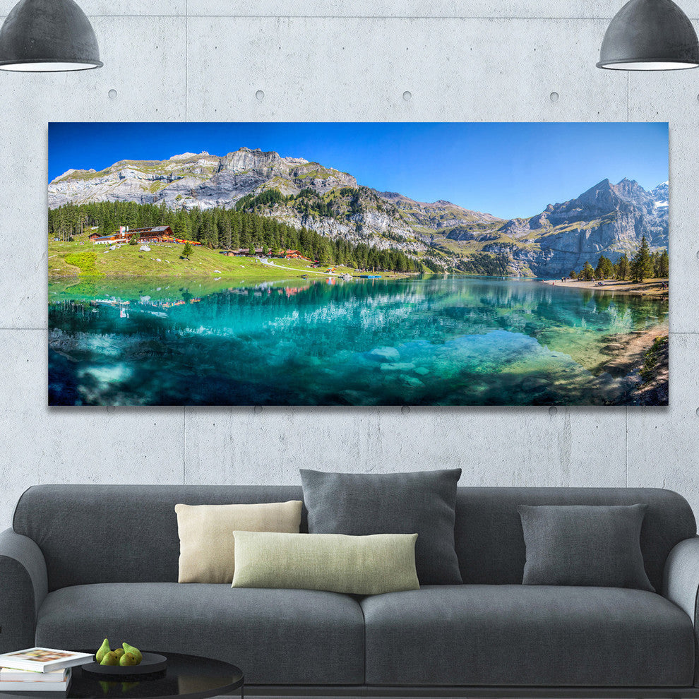 Lake Oeschinen Switzerland, Large landscape Canvas Art Print, 60"x28"
