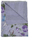 50" X 70" Yellow and Gray Kantha Cotton Floral Throw Blanket
