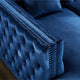 Jeannie Velvet Tufted With Nailhead Trim Sectional, Navy, Left Facing Chaise