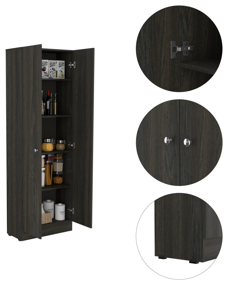 DEPOT E-SHOP Dakari-Storage Single-Door Pantry Cabinet, Carbon Espresso