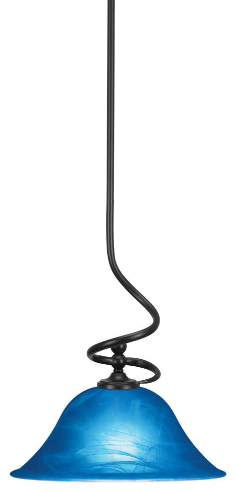 Capri 1-Light Mini Pendant with Hang Straight Swivel, Matte Black/Blue Italian
