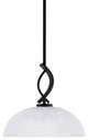 Cavella 1 Light Stem Mini Pendant, Matte Black Finish, 13" Clear Ribbed Glass