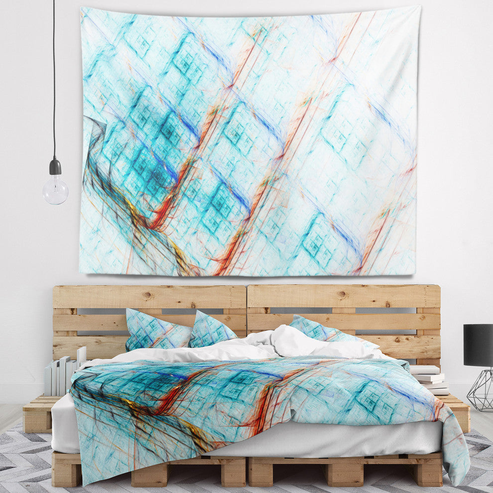 Light Blue Metal Grill Abstract Wall Tapestry, 60"x50"