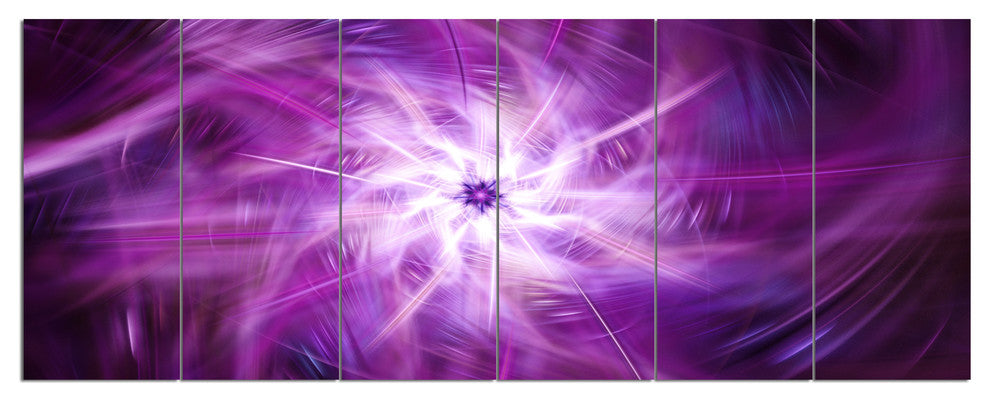 Rotating Bright Purple Fireworks, Floral Canvas Art Print, 70"x28", 6 Panels